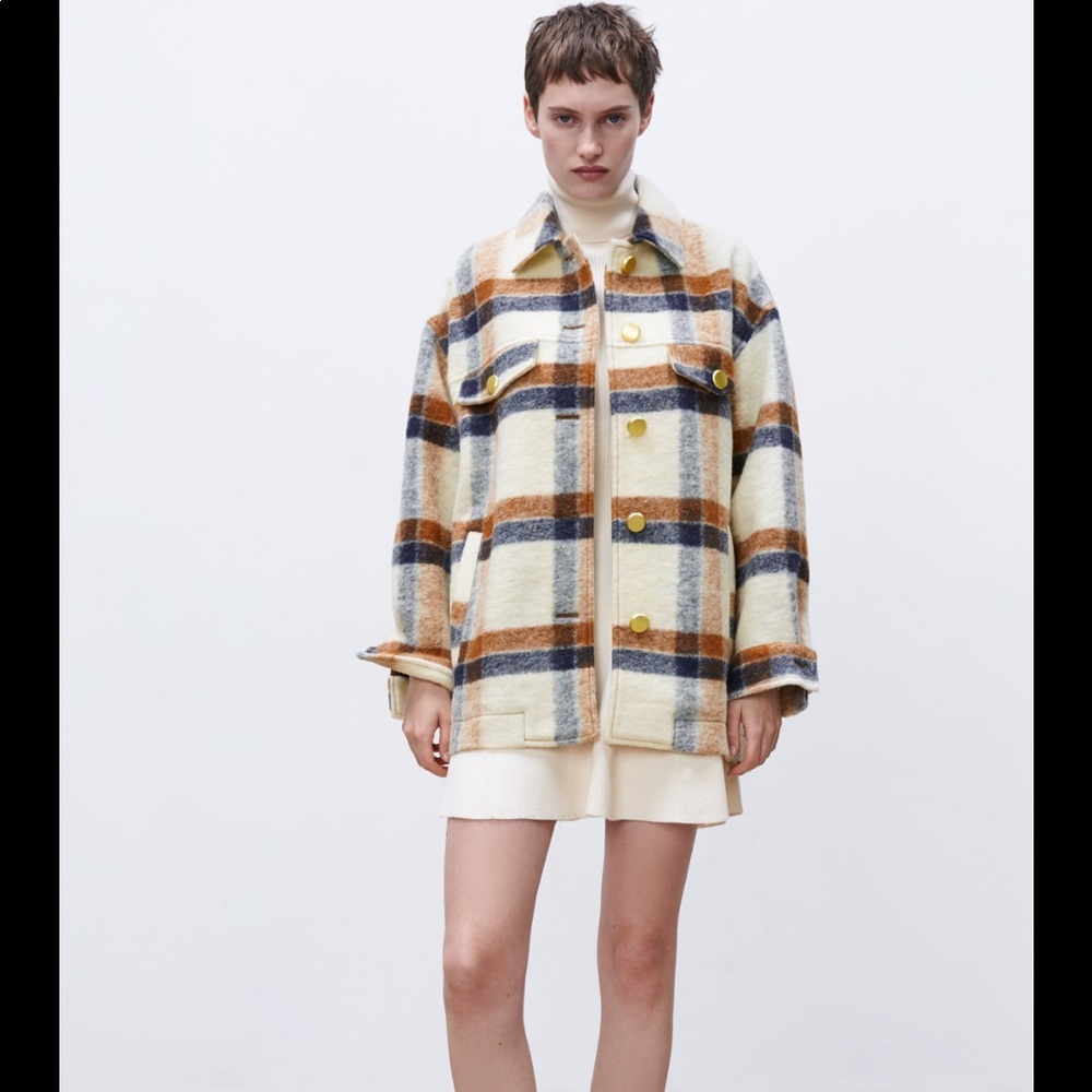 Zara plaid overshirt shacket premium NWT XS
